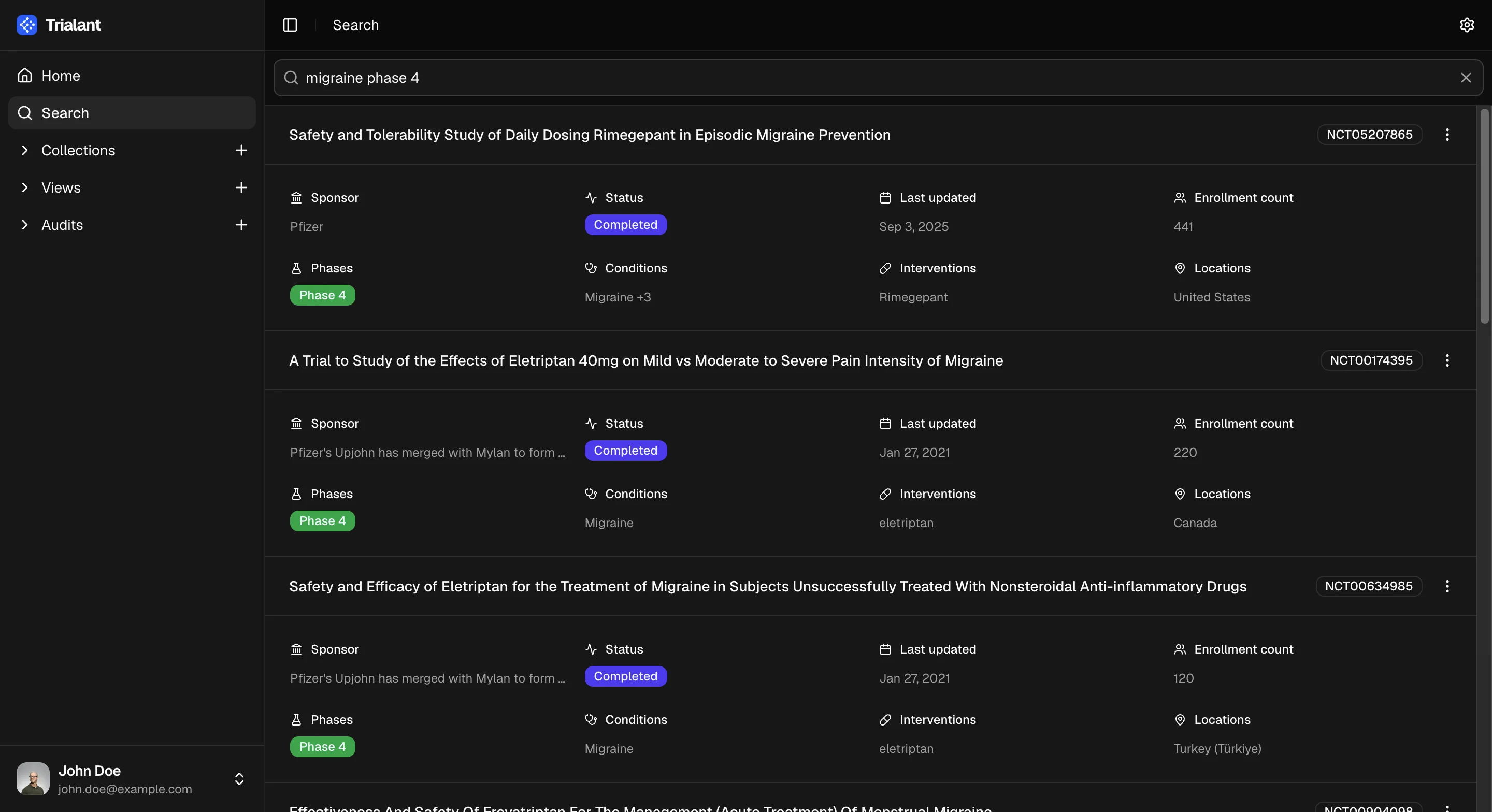 Search feature screenshot