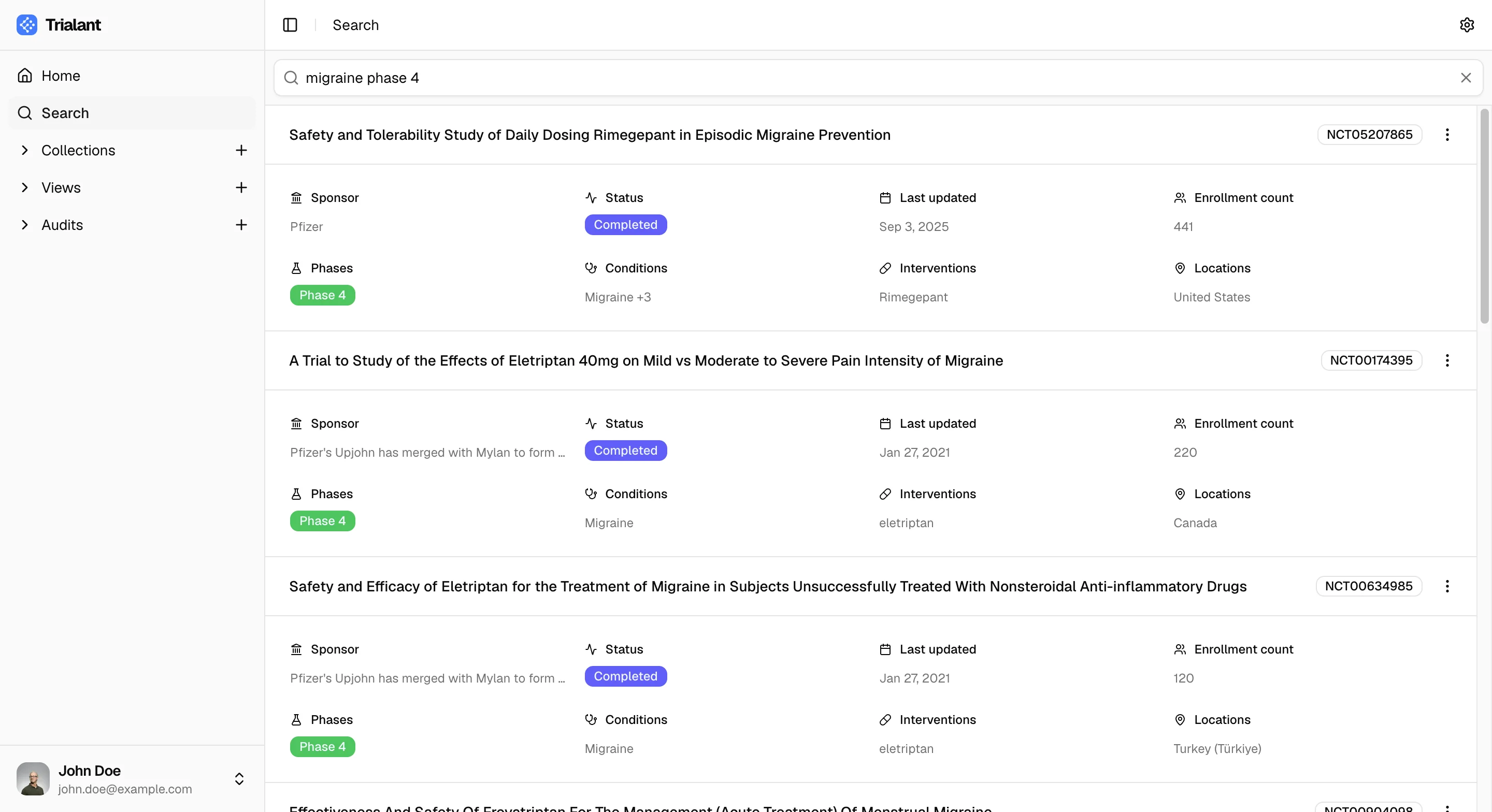 Search feature screenshot